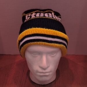 NFL Pittsburgh Steelers Knit Ski Cap Black/Gold Cuffed Adult One Size